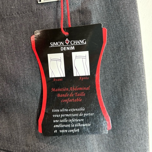 SIMON CHANG Sz 16 Stretchy Type Grey Straight Leg High Rise Trouser Pants NEW - Picture 9 of 10